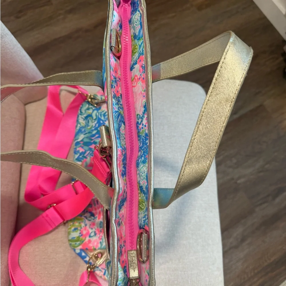 Lilly Pulitzer Vibrant Blue and Pink Tote Backpack - Picture 5 of 9